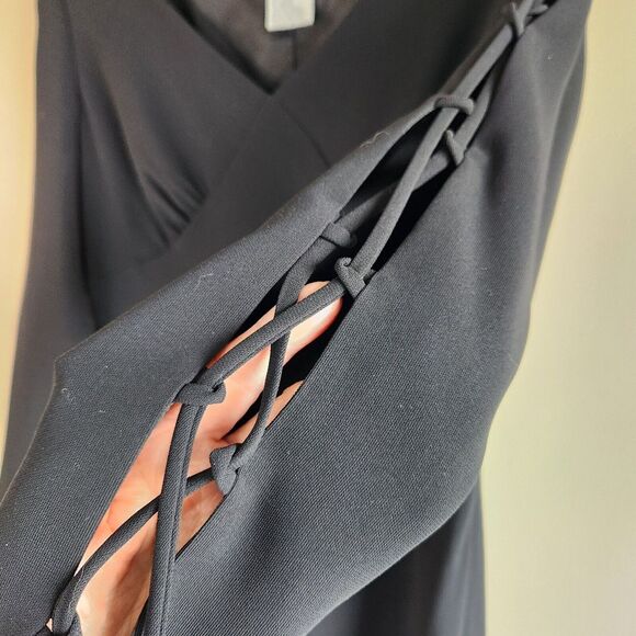 Nine West Black Dress Long Sleeve Tie Cuffs Career Cocktail Party Size 8 - Picture 5 of 6